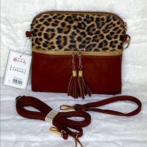 Jen & Co Tara Brown and Leopard Crossbody Bag. NWT